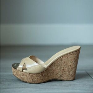Jimmy Choo Perfume Wedge Cork Slide Heels Size 35.5
